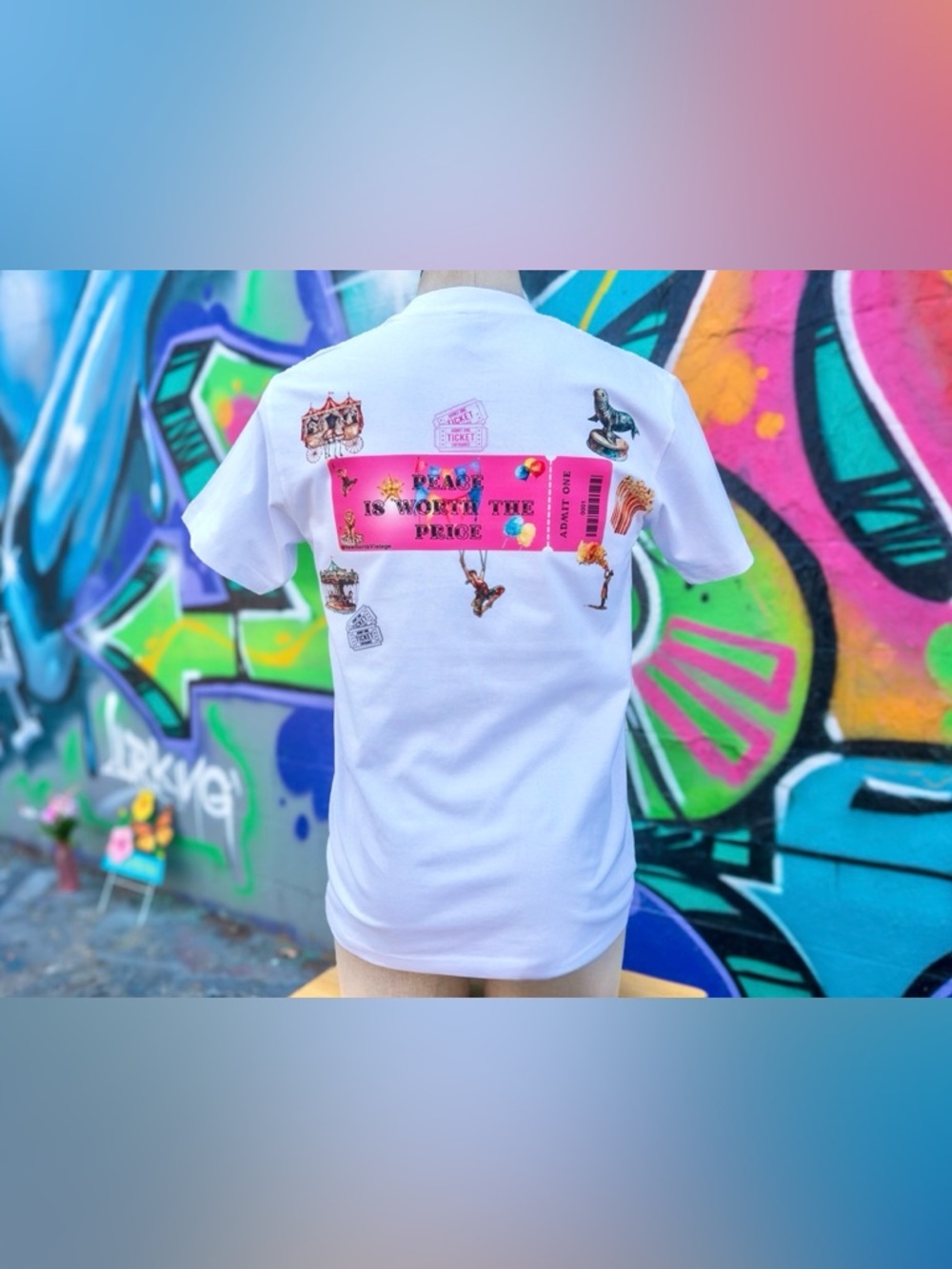 PEACE Is WORTH The PRICE T Shirt size Medium (Unisex) - White & Gold | Pink
